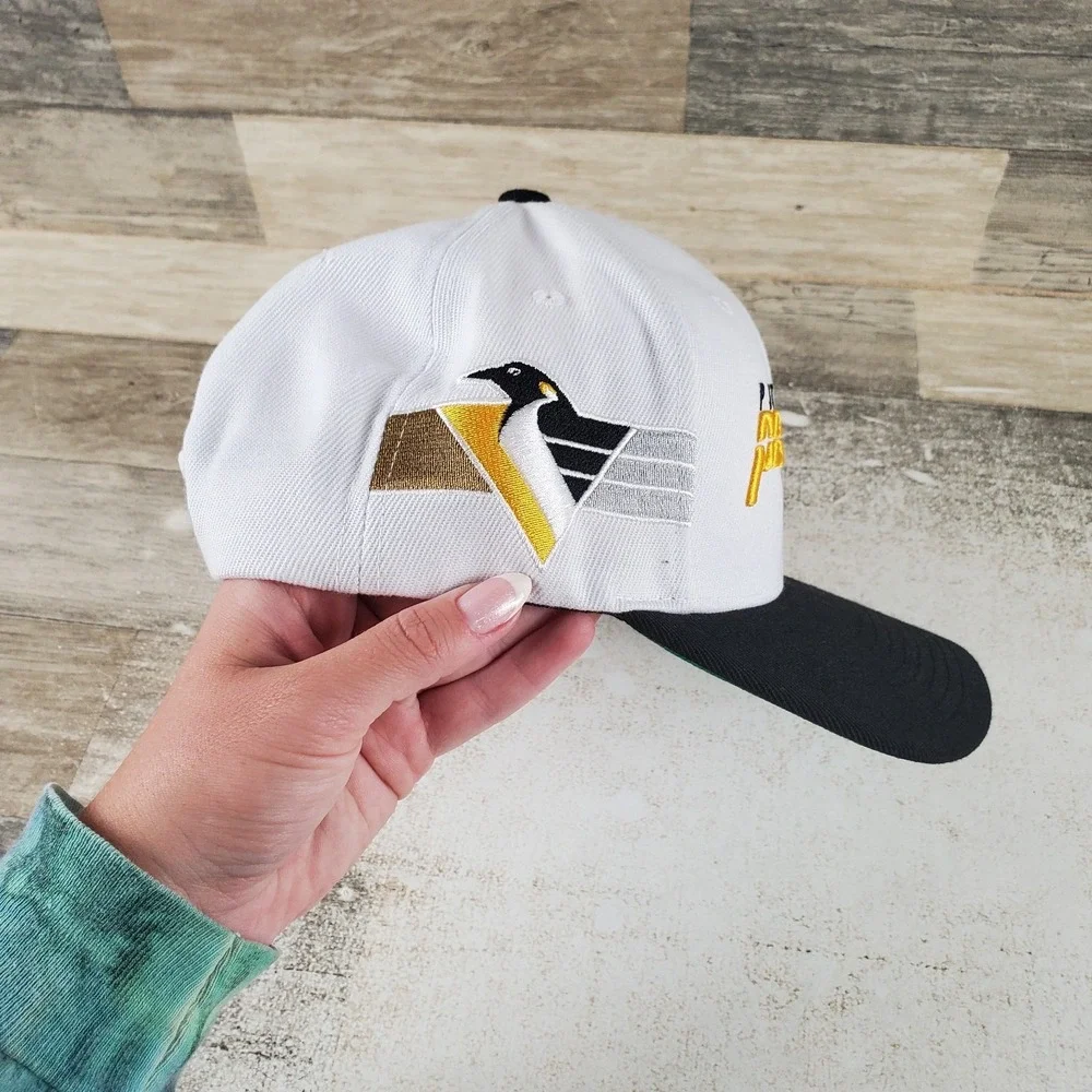NHL Pittsburgh Penguins Mitchell & Ness Snapback Hat Vintage Retro Cap Throwback